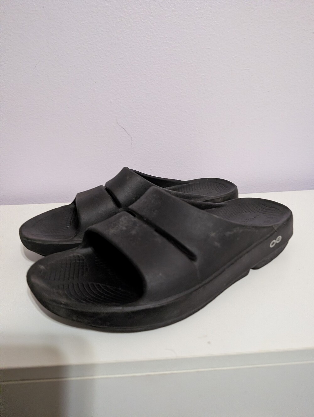 Oofos Sandals Black Ooahh Slide Recovery Comfort Men's-6 Women's-8
